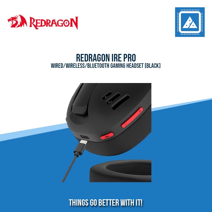 REDRAGON IRE PRO WIRED/WIRELESS/BLUETOOTH GAMING HEADSET (BLACK) REDRAGON IRE PRO WIRED/WIRELESS/BLUETOOTH GAMING HEADSET (BLACK)